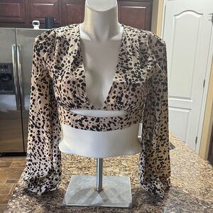 Elegant Leopard Print V-Neck Blouse